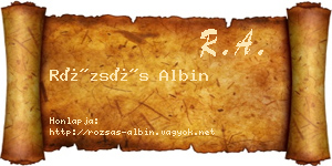 Rózsás Albin névjegykártya